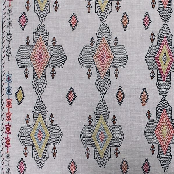 Kit Kemp Travelling Light Linen Fabric in Pistachio
